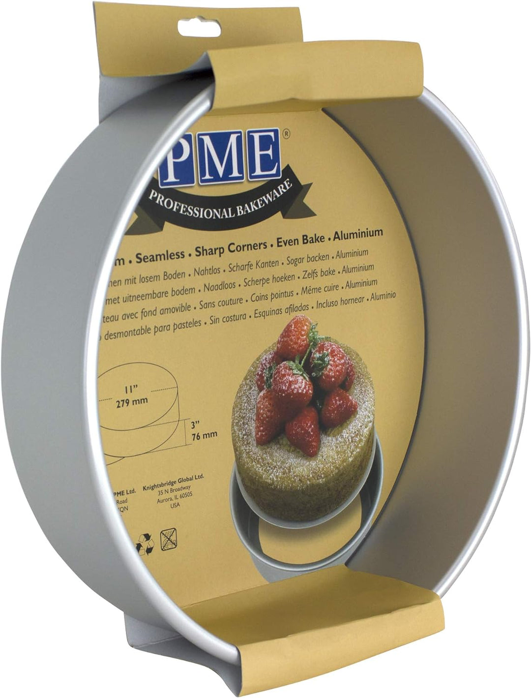 PME LBR113 Kuchenformen mit losem boden 11" x 3", Eloxiertes Aluminium, Silber 11x3", 11x3"