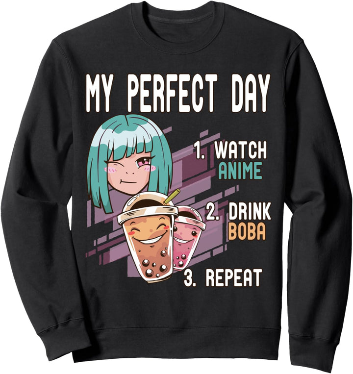 Mein perfekter Tag Anime Boba Repeat Bubble Tea Otaku Sweatshirt