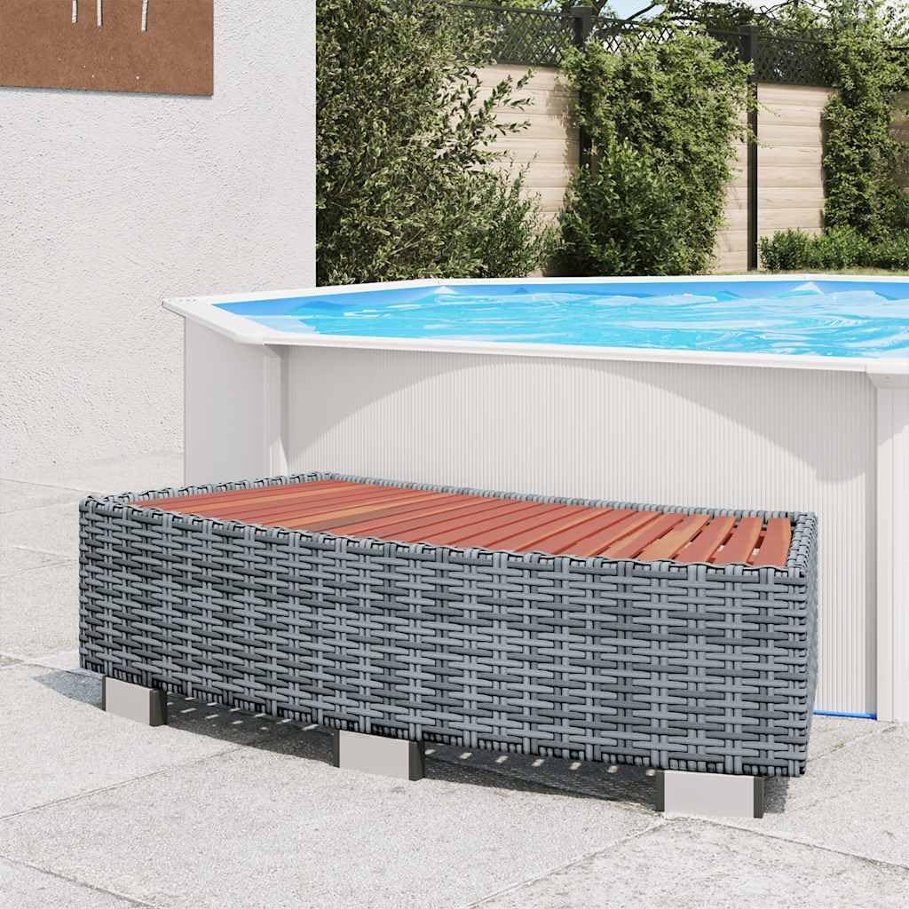 Marche de spa Gris Résine tressée 92 x 45 x 25 cm Grau, Grau