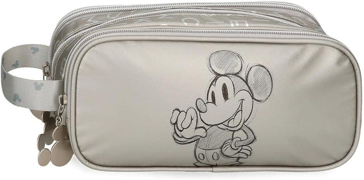 Disney Mickey 100 Triple Case Grau 22x10x9 cm Polyester Dreifach-Etui, Dreifach-Etui