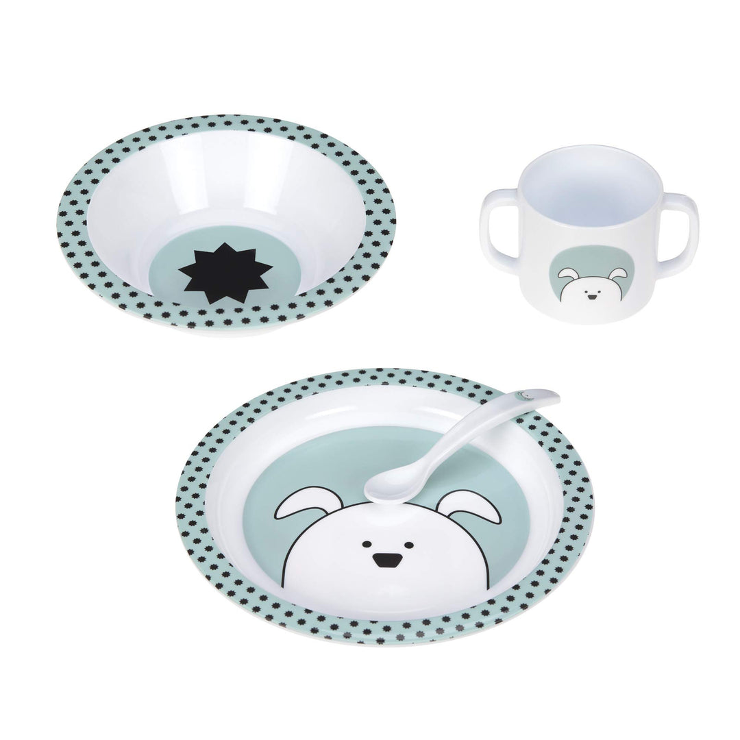 LÄSSIG Kindergeschirr Set (Teller, Becher, Schälchen, Löffel) ohne Melamin, BPA-frei, für Spülmaschi