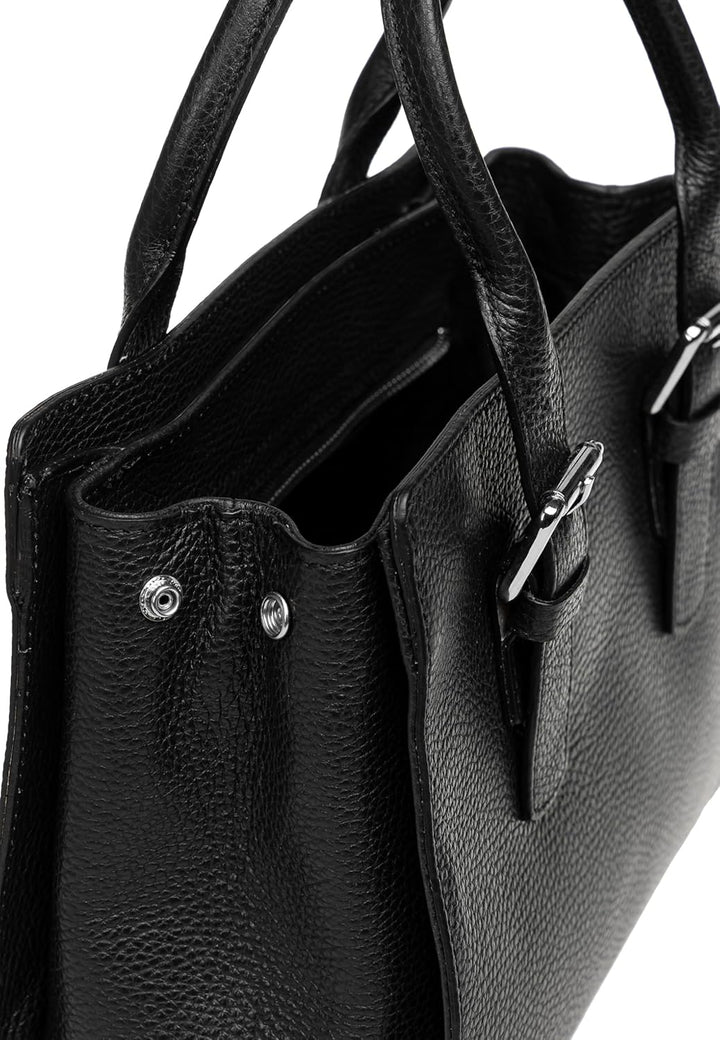Caspar TL807 klassisch elegante Damen Leder Handtasche Einheitsgrösse Schwarz, Einheitsgrösse Schwar