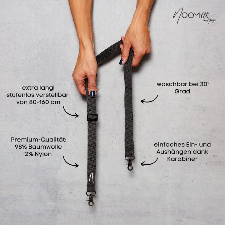 NOOMYA® Premium Fashion Handykette | Set Handyhülle iPhone 15 PRO MAGSAFE & Handyband Phantom Grey|