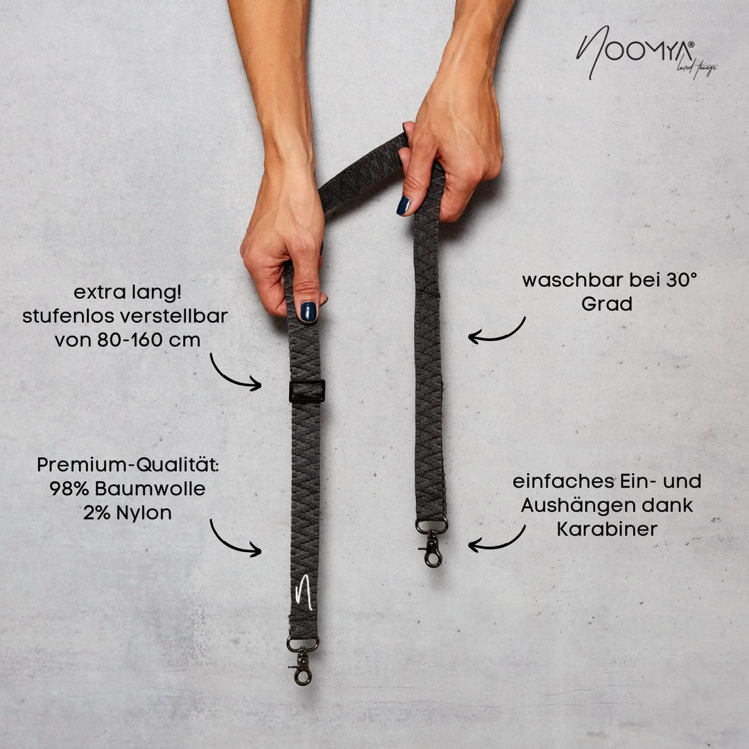 NOOMYA® Premium Fashion Handykette | Set Handyhülle iPhone 13 Mini & Handyband Phantom Grey | Handyg