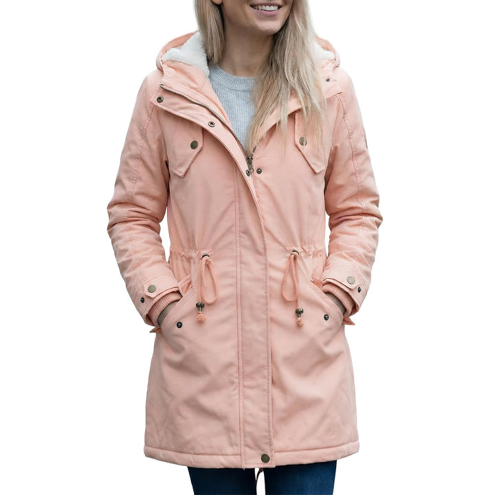 YYNUDA Wintermantel Damen Warm Gefüttert Winter Parka Mittellang Winterjacke Winterparka mit Fellkap