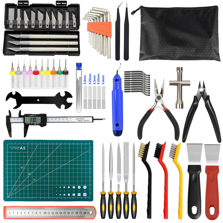 YOTINO 82 PCS 3D Drucker Zubehör, 3D Druck Werkzeug Tool Kit, mit Pinzetten, Zangen, Schnitzmesser,