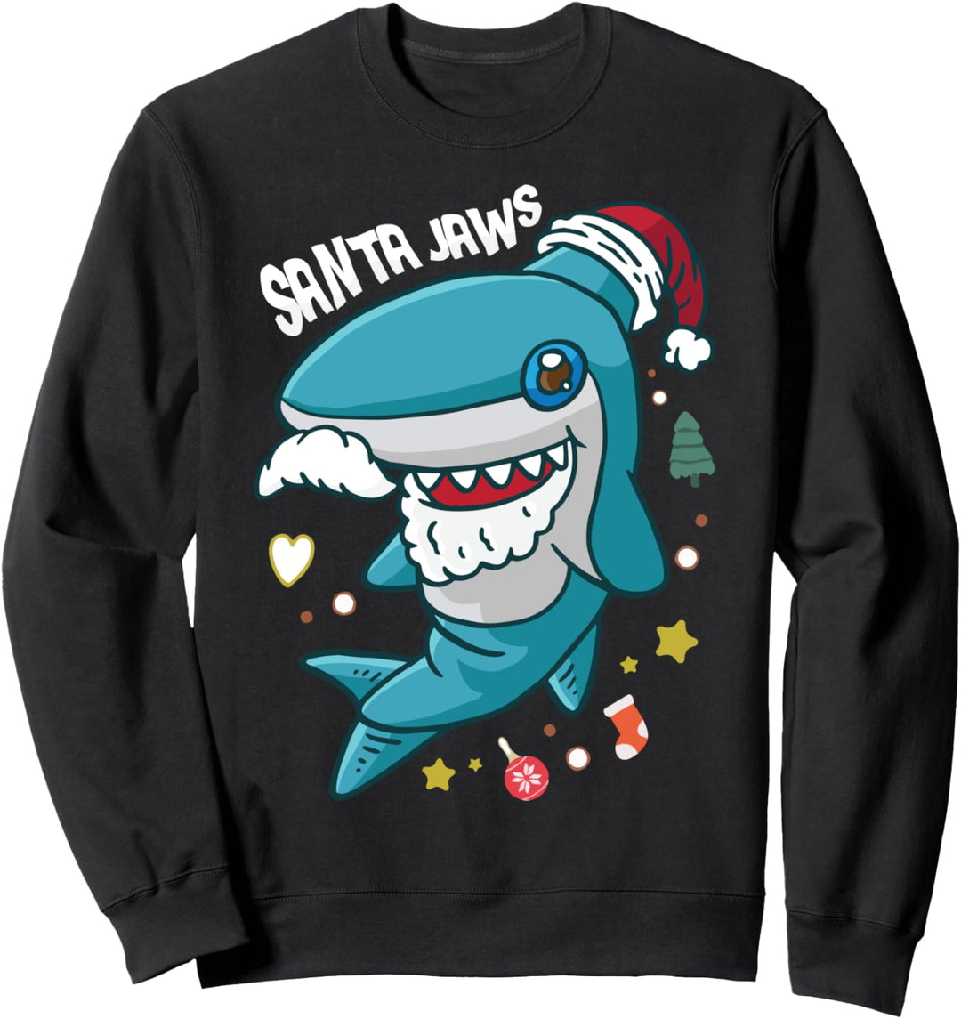 Santa Jaws Shark Santa Claus Merry Sharkmas Hai Weihnachten Sweatshirt