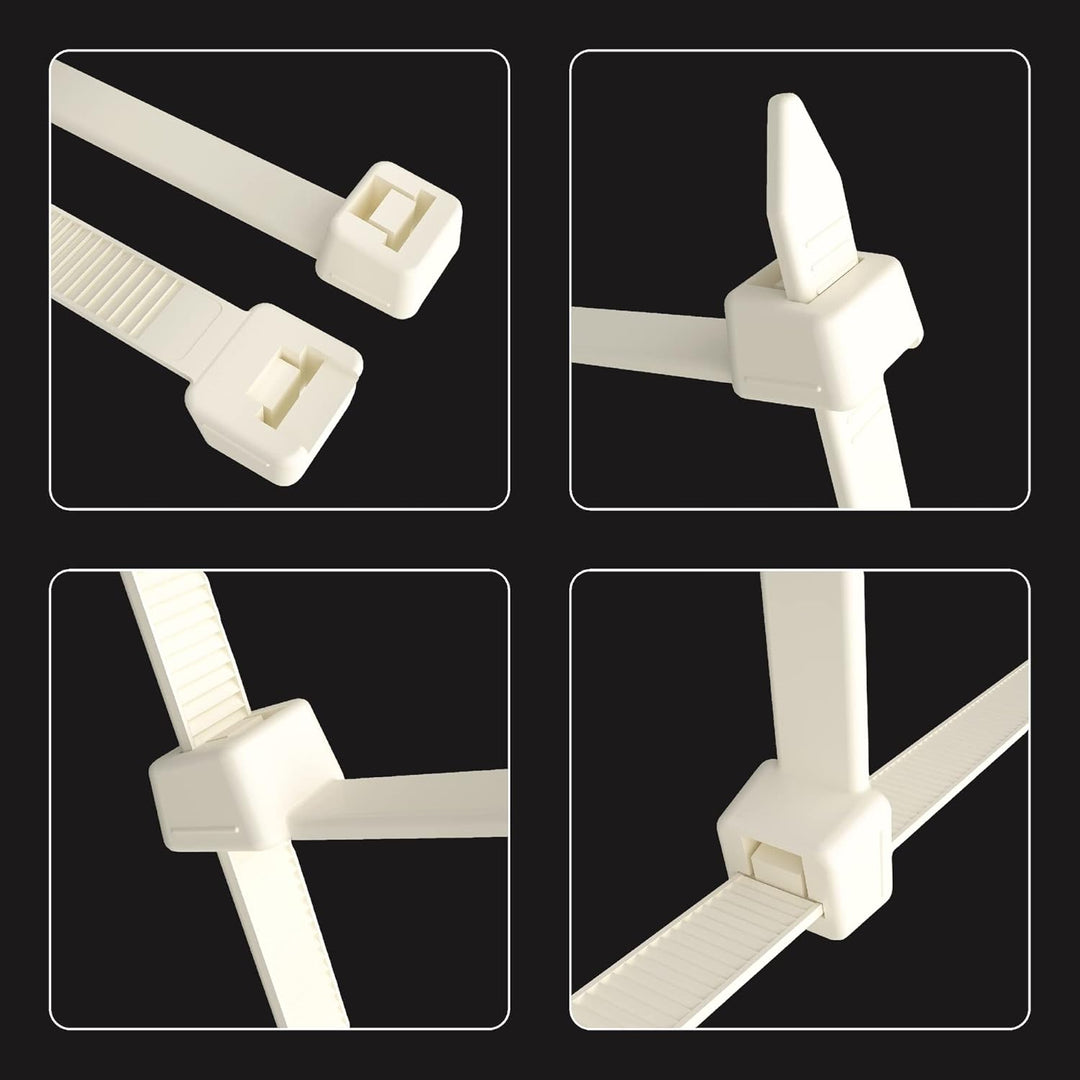 intervisio Kabelbinder extra Lang 750mm x 7,6mm, Profi hochwertige Industrie-Qualität, weiss - natur