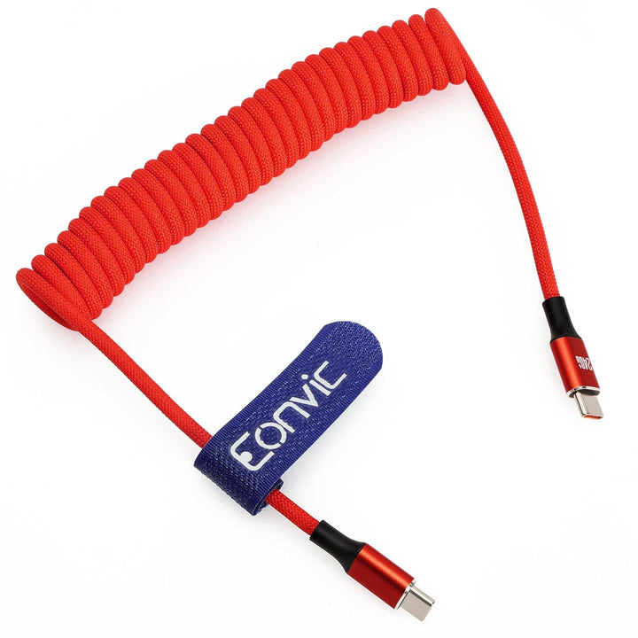 Eonvic 240 W USB C auf USB C Daten-Schnellladekabel, geflochtenes Spiralkabel für iPhone 15, 16, 17
