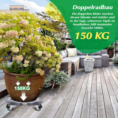 Linkax Pflanzenroller Ø 35-48cm, Rollbrett Pflanzen bis 150 KG, Untersetzer Blumentopf Gross Pflanze