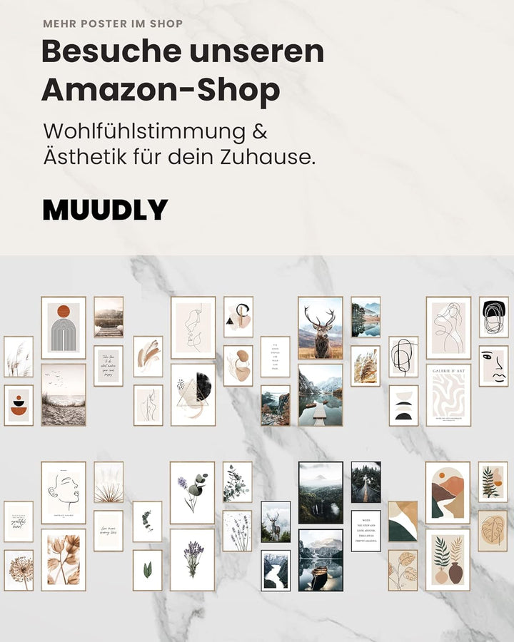 MUUDLY® Premium Poster Set, Moderne Wandbilder für Wohnzimmer und Schlafzimmer, 2 x A3 &amp; 4 x A4, Bil