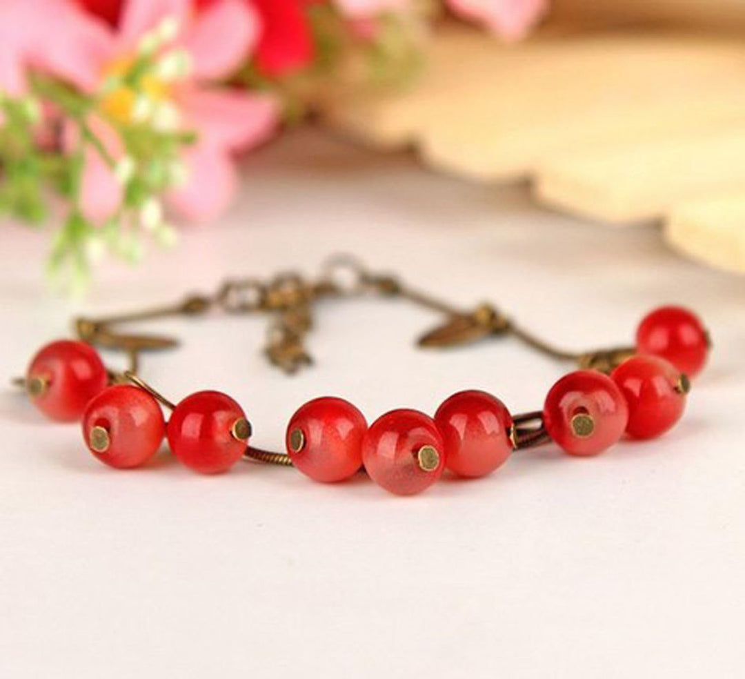 Miniblings Johannisbeere Armband Armreifen Beere Damen Frucht Bronze Sommer Kinderschmuck Kinderarmb