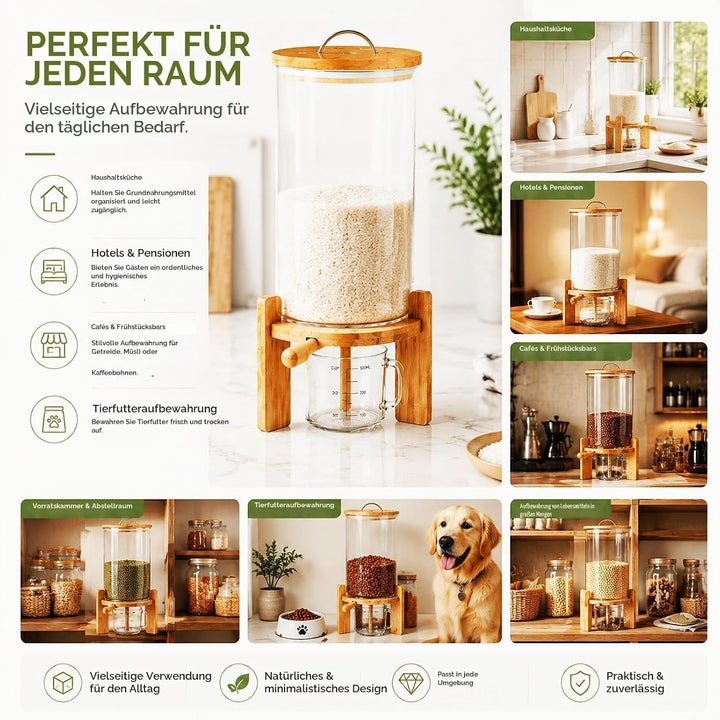 7,5L Müslispender 20x30cm Reisspender Vorratstank Grosse Cereal Dispenser Cornflakes Behälter Mehl A