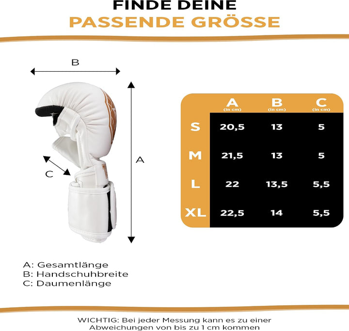TOP TEN MMA Sparringhandschuhe Contender | MMA Amateur Handschuhe Weiss-gold S, Weiss-gold S