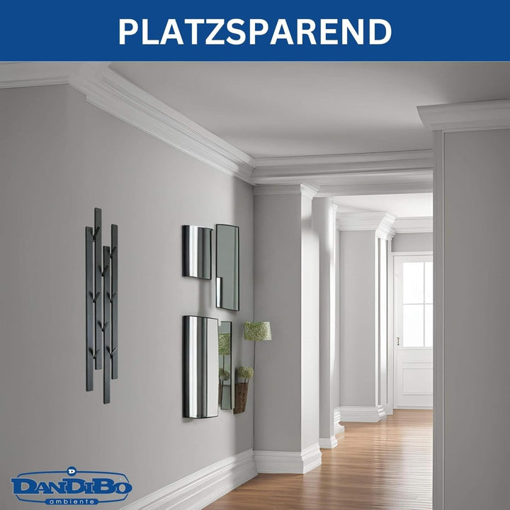 DanDiBo Garderobe Wand Schwarz Metall 96612 Wandgarderobe mit 8 Haken Schmal Flurgarderobe Modern Ha
