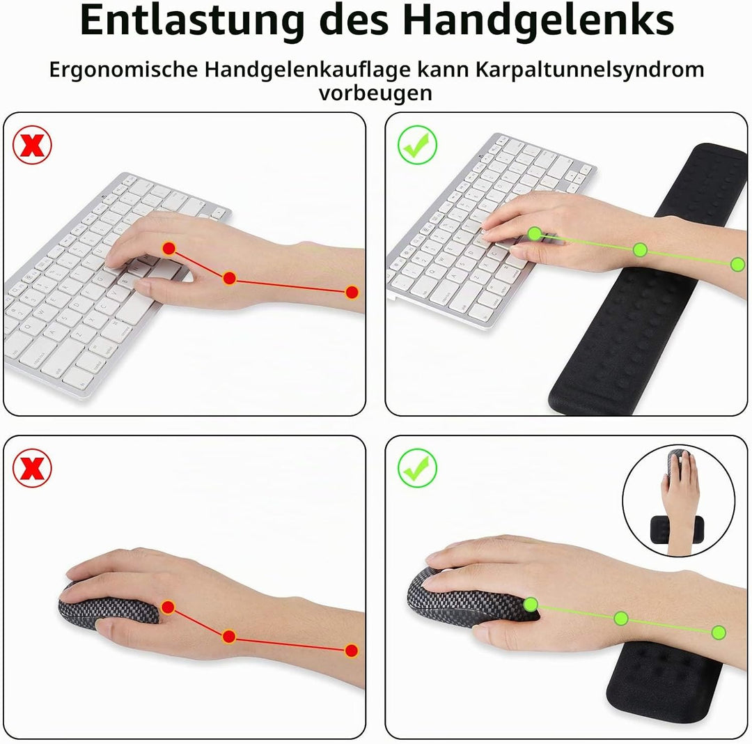 Yizhet Handgelenkauflage Set für Tastatur und Maus Handballenauflage mit Ergonomische Memory Schaum