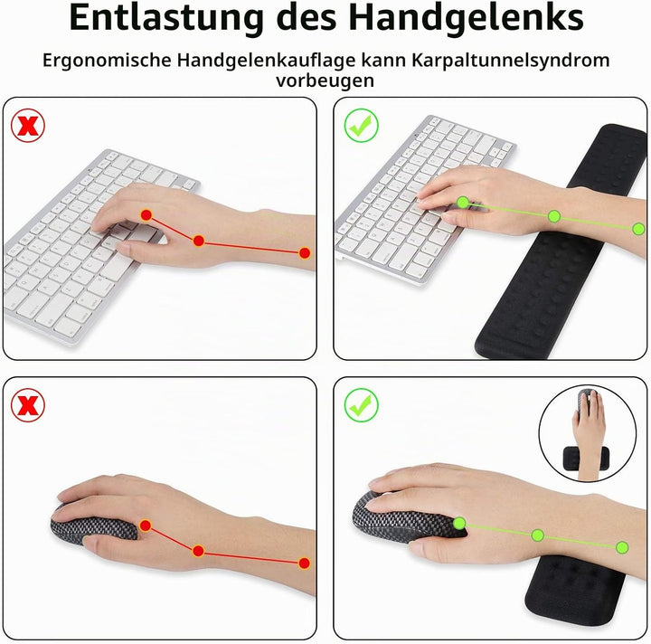 Yizhet Handgelenkauflage Set für Tastatur und Maus Handballenauflage mit Ergonomische Memory Schaum