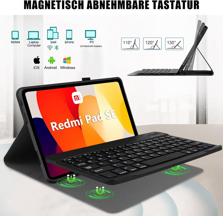 AGARELE Tastatur Hülle für Xiaomi Redmi Pad SE 11'' 2023 Hülle mit Tastatur (Deutsches QWERTZ),Soft