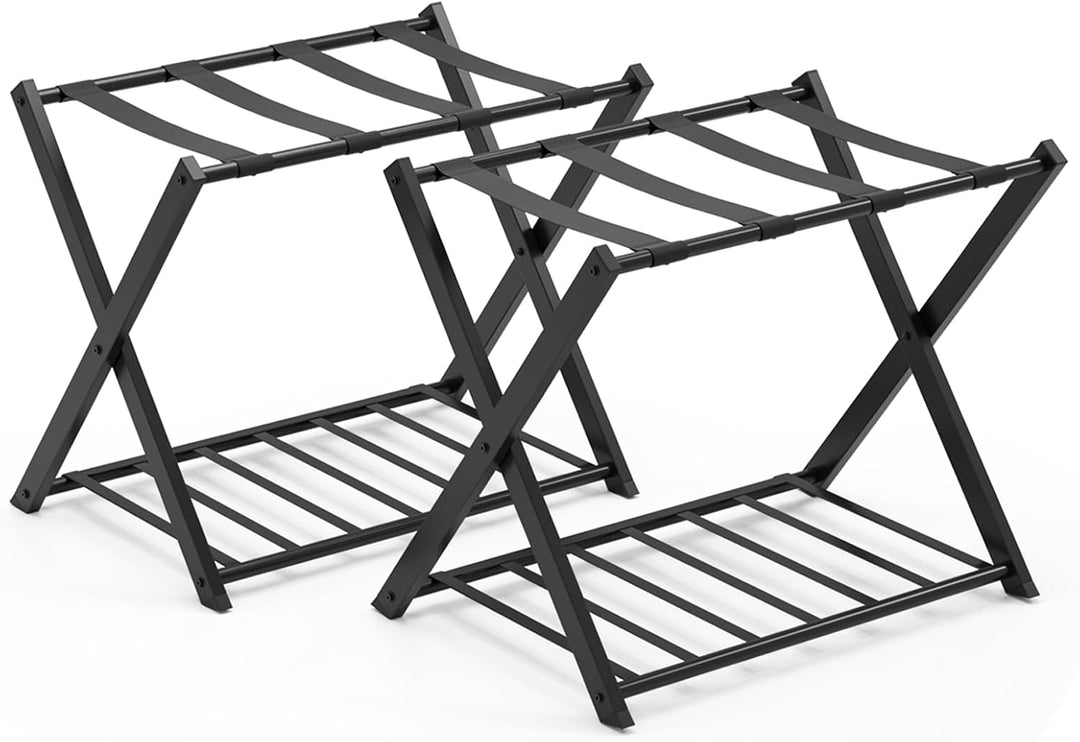 GIANTEX Kofferständer Klappbar, 2er Set, 2-Stöckige Kofferablage Metall, Gepäckablage Gepäckständer