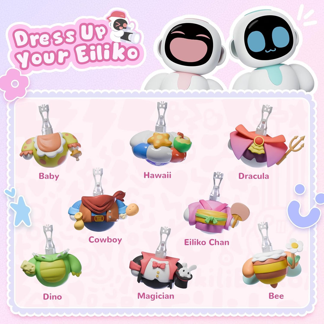 Eiliko Coral Pink + Austauschbarer Themenkörper, zufällig 1/8 – Ihr kleiner AI-Charm-Roboter, der je