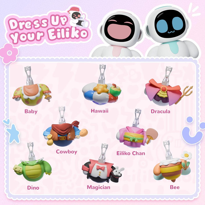 Eiliko Coral Pink + Austauschbarer Themenkörper, zufällig 1/8 – Ihr kleiner AI-Charm-Roboter, der je