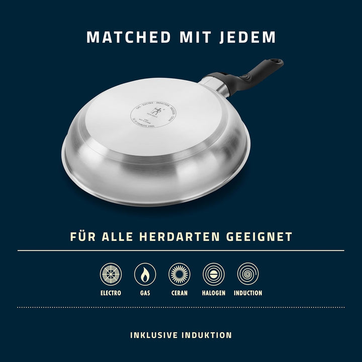 HENCKELS by ZWILLING Stream Schmorpfanne 28 cm, mit Deckel, mit Antihaft-Keramik-Beschichtung, Induk