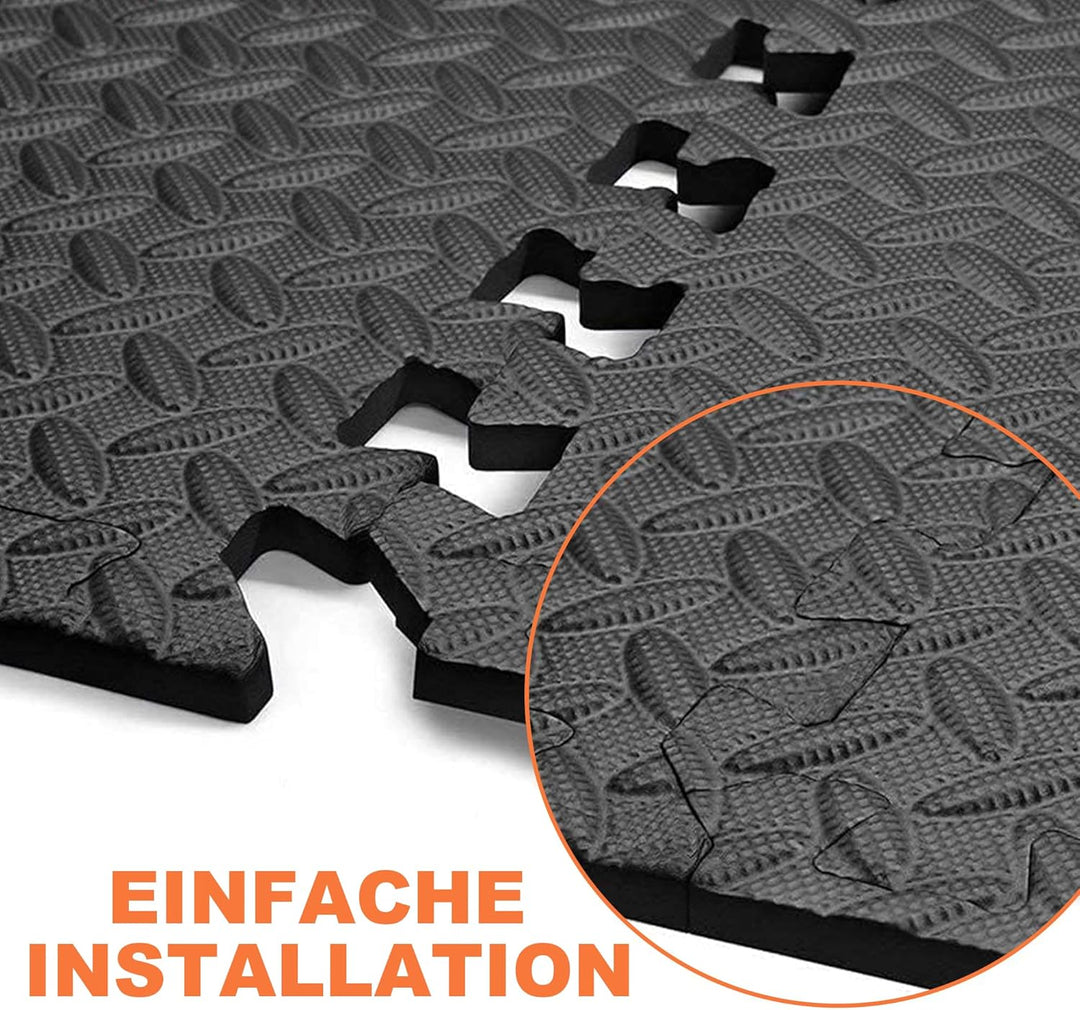 20PCS Bodenschutzmatten Sportgeräte-Matten 50X50X1cm mit Randstücken, 5㎡ rutschfest Eva Fitnessmatte