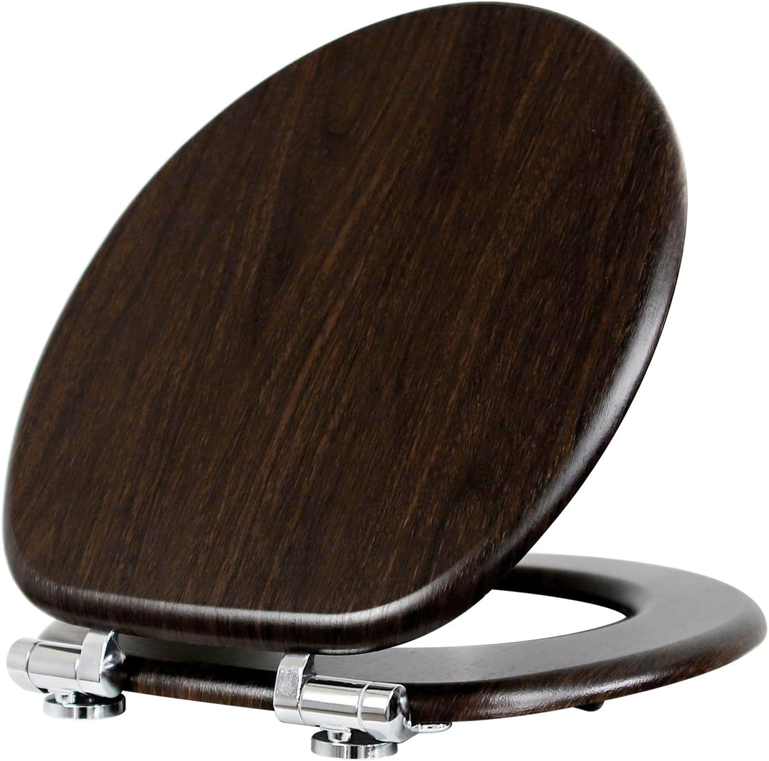 WC Sitz mit Absenkautomatik, Toilettendeckel aus MDF Holz, Toilettensitz mit Holzoptik-Furnier (Dunk