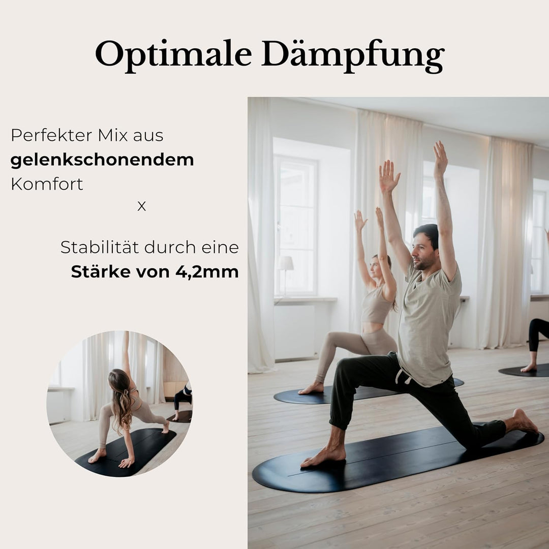 Ovale Yogamatte & Pilatesmatte in Kapselform | 190×68×0,42cm | Gelenkschonend & Rutschfest aus Natur