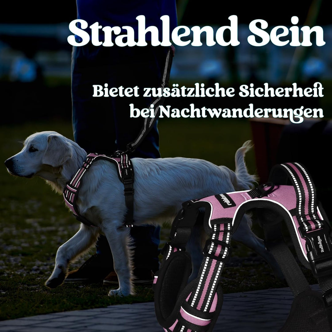 rabbitgoo Hundegeschirr Grosse Hunde, Verstellbare Geschirr Hund ohne Zug &amp; Würgen, Anti Zug Hundege