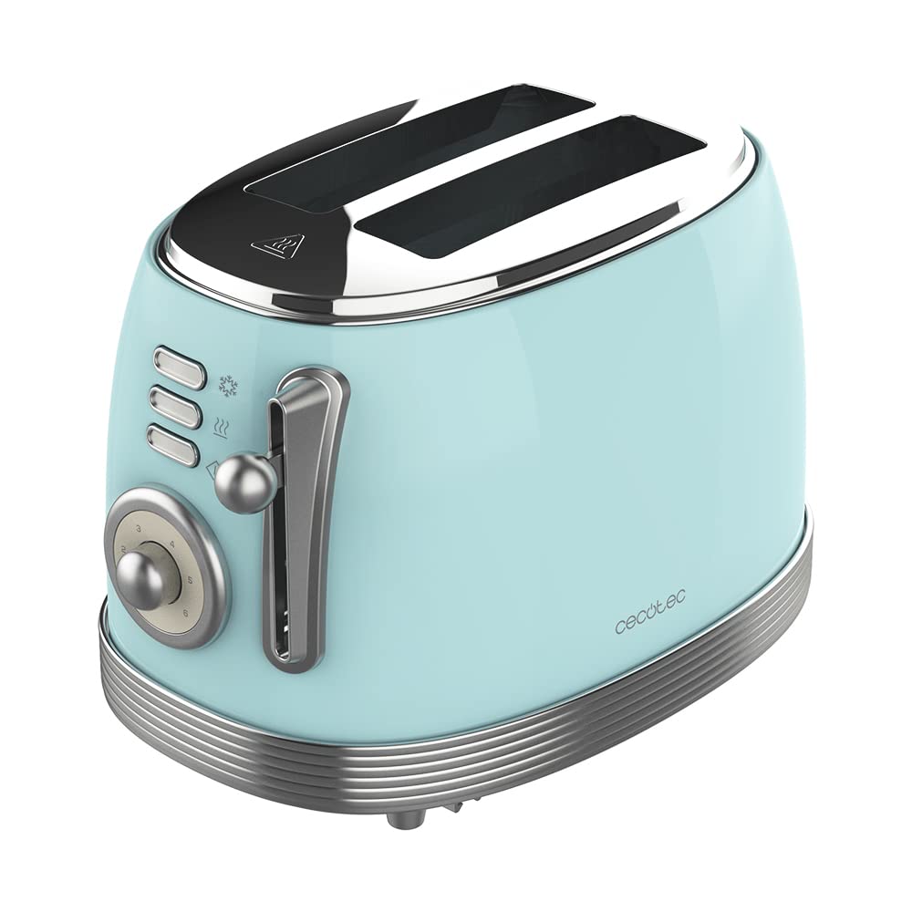 Cecotec Toast&amp;Taste 800 Vintage Light Blue, 850 W, Doppelschlitz, extra breit, 3,8 cm, 2 Toaster, Ed
