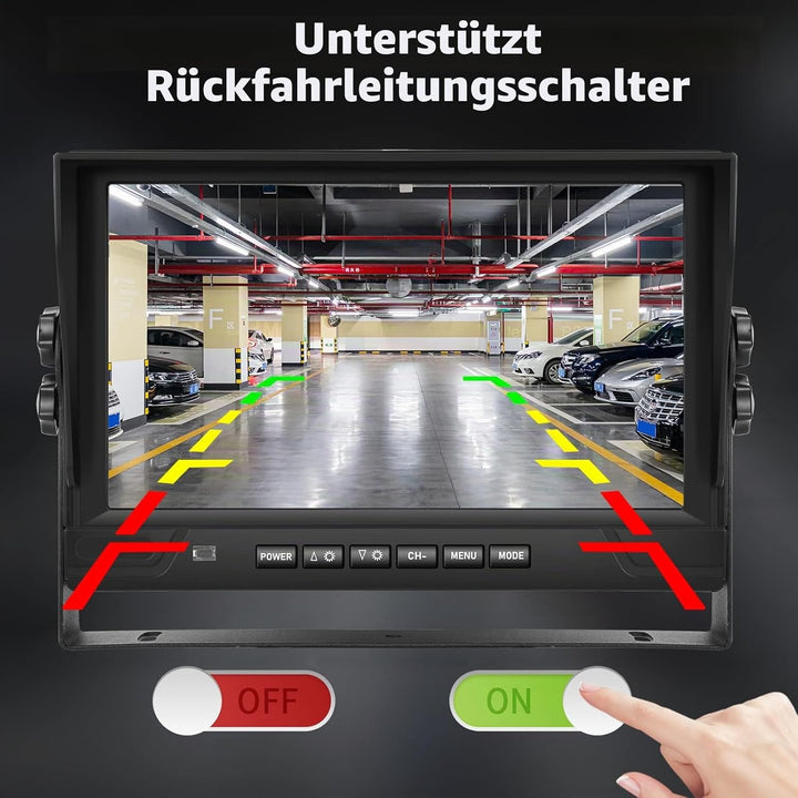 Hodozzy 1080P Rückfahrkamera 4 Kameras mit 9 Zoll DVR 4 Geteilte Monitor, 4 AHD Kameras IP68 Wasserd