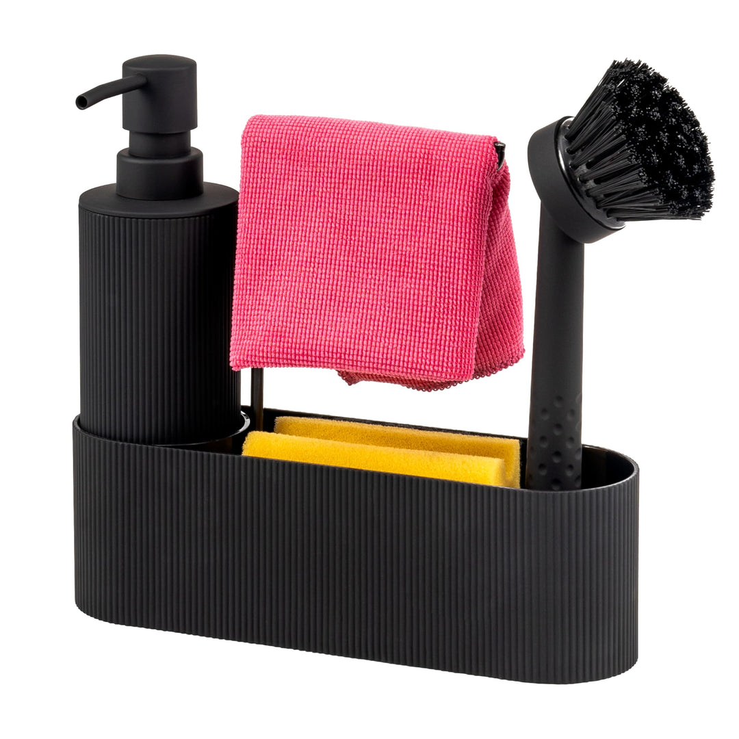 eluno Spülbecken Organizer mit Soft-Touch Oberfläche für Küche & Bad, Spülutensilienhalter inkl. Sei