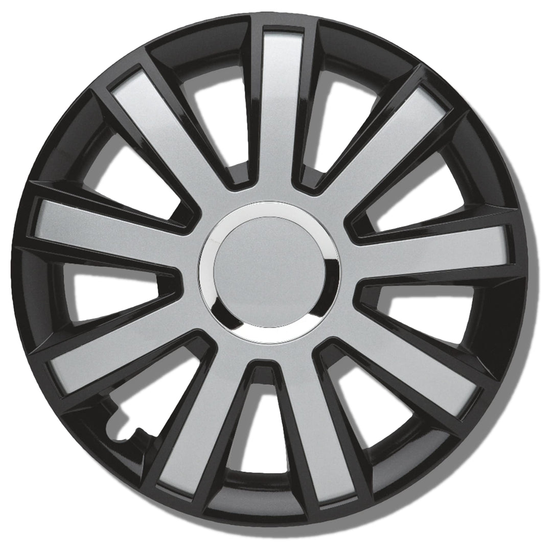 Albrecht 14 Zoll Radkappen schwarz/silber für Stahlfelgen - Flash Radzierblenden aus hochwertigem Ku