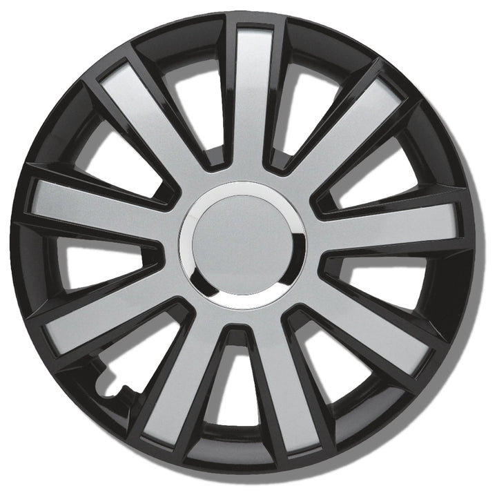 Albrecht 14 Zoll Radkappen schwarz/silber für Stahlfelgen - Flash Radzierblenden aus hochwertigem Ku