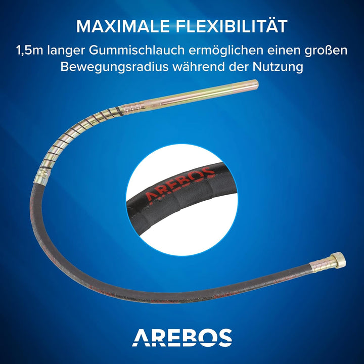 Arebos Betonrüttler | 580 W | Innenrüttler | Handrüttler | Rüttelflasche | Flaschenrüttler | 1,5 m K