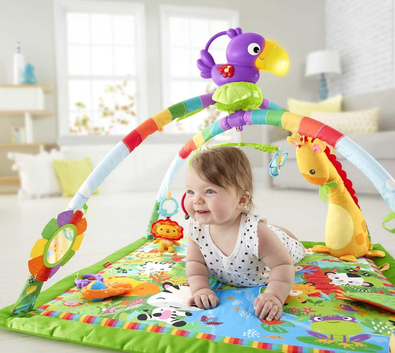 Fisher-Price GXC35 - Rainforest Erlebnisdecke mit Musik und Lichtern, Spieldecke mit Lichtern, Musik