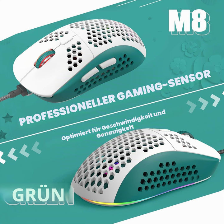 YINDIAO T8 60% RGB Gaming Tastatur und Maus Set + Gewendeltes USB-C Kabel,Kabelgebundene Mechanische