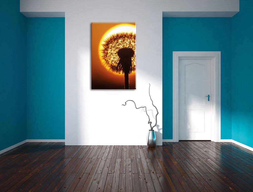 Pusteblume im Abendlicht, Format: 100x70 auf Leinwand, XXL riesige Bilder fertig gerahmt mit Keilrah