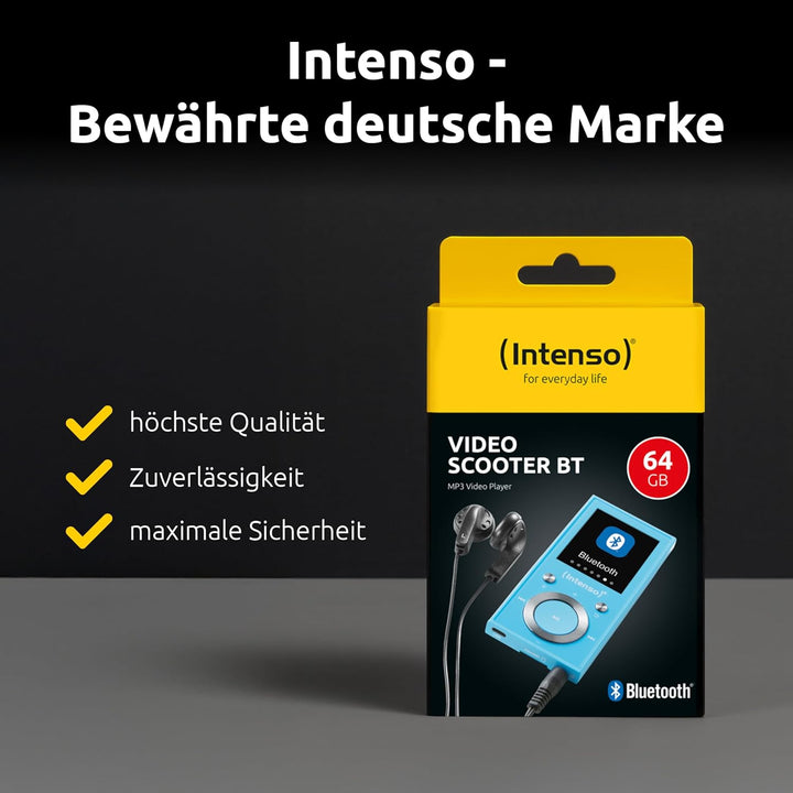 Intenso Video Scooter BT MP3 Player mit Bluetooth 5.0, 1,8 Zoll Farbdisplay, 64 GB microSD, USB-C, b