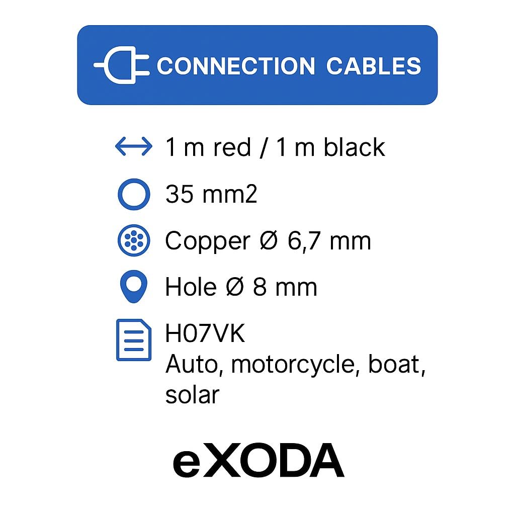 eXODA Kabel 35mm2 M8 4x Ringöse mit jeweils 1m rot und schwarz
