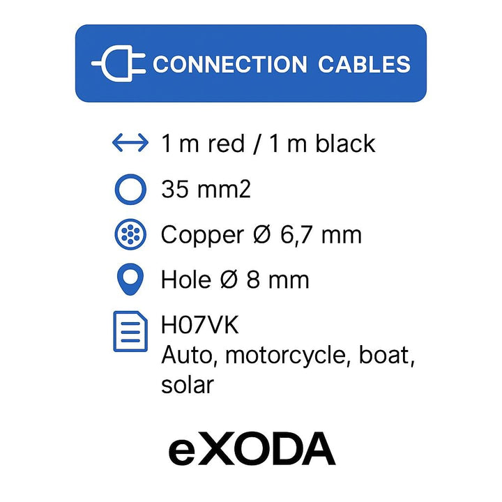 eXODA Kabel 35mm2 M8 4x Ringöse mit jeweils 1m rot und schwarz