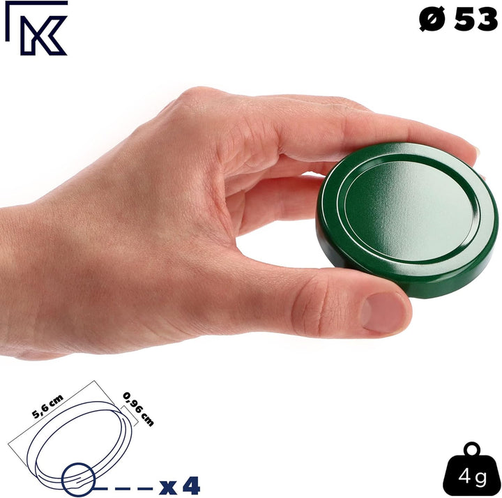 KADAX Schraubdeckel fi53 mm, Twist-Off-Deckel Set aus Metall, passend für 115ml Gläser, Ersatzdeckel
