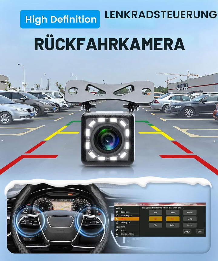 Autoradio 1 Din mit Wireless Carplay Android Auto IOS/Android Mirror Link Bluetooth 5.2, 6.28 Zoll I
