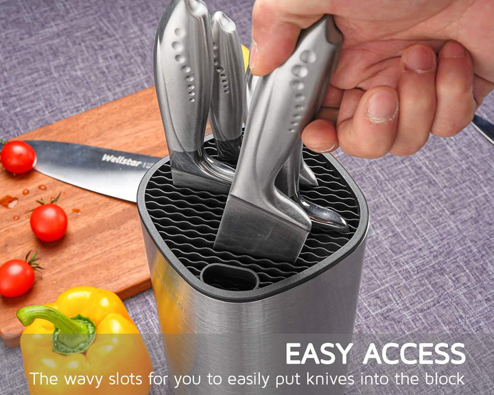 WELLSTAR Universal Messerblock ohne Messer,Messerhalter Unbestückt,Messerblock Edelstahl,Sicherer Pl