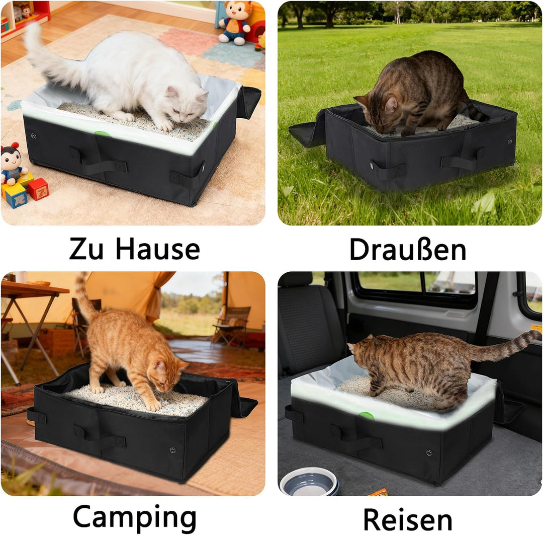 SZEE Reise Katzenklo mit 3 Stück Beutel, Faltbare Katzentoilette Tragbare für Kleine Katzen bis 5 kg