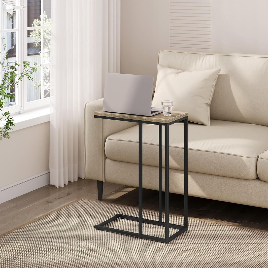 WOLTU Beistelltisch, Couchtisch C Form, Wohnzimmertisch mit Metallgestell, Sofatisch Kaffeetisch, fü