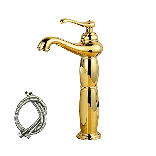 Badezimmerarmatur Luxus Gold Waschbeckenarmatur für Badezimmer Waschbecken hohe Armatur für Eitelkei