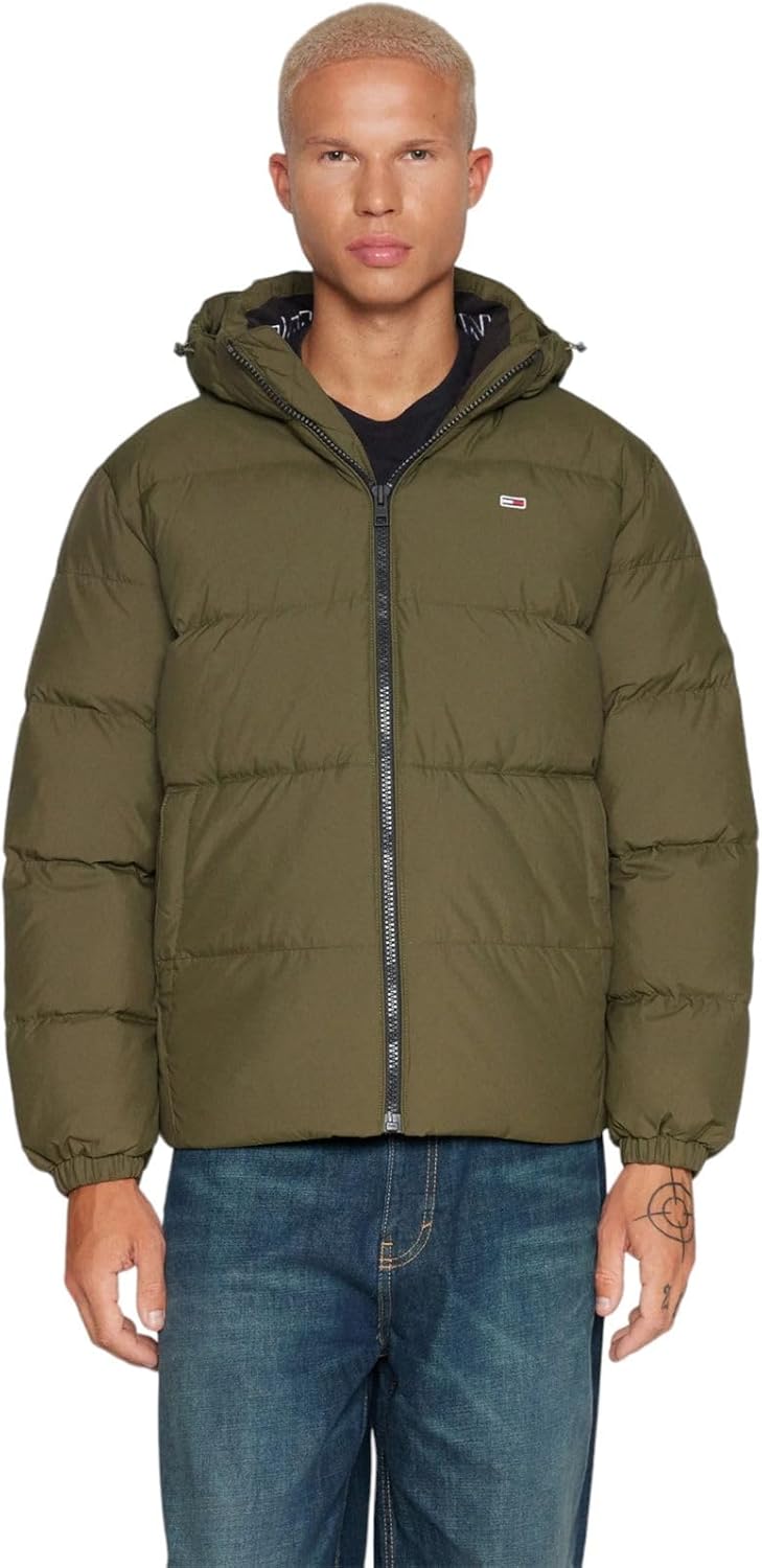 Tommy Jeans Herren Daunenjacke Essential Down Winter S Drab Olive Green, S Drab Olive Green