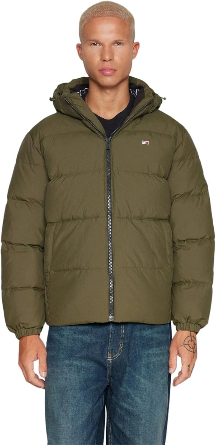Tommy Jeans Herren Daunenjacke Essential Down Winter S Drab Olive Green, S Drab Olive Green